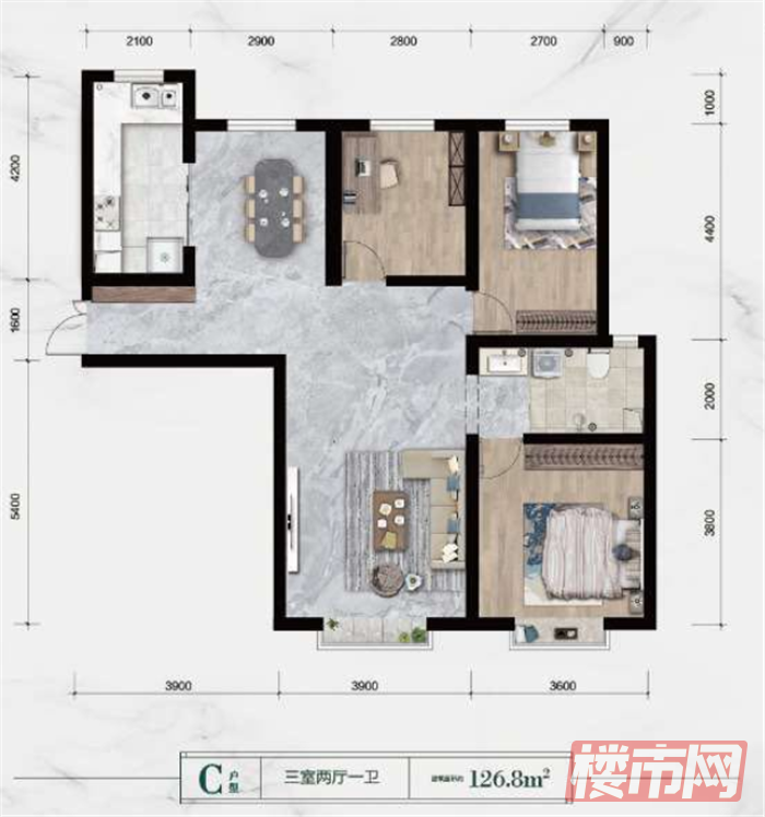 126.8㎡-三室两厅一卫