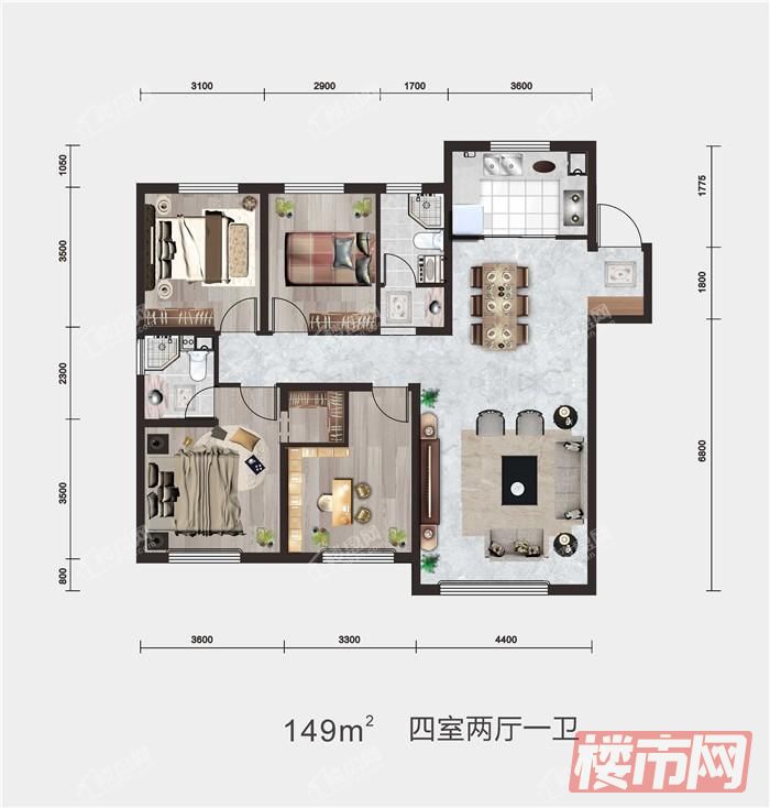 4室2厅1卫-149m²