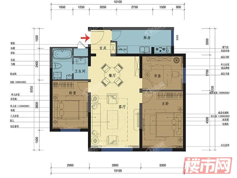 嘉珑园-3室2厅1卫-99.64m²