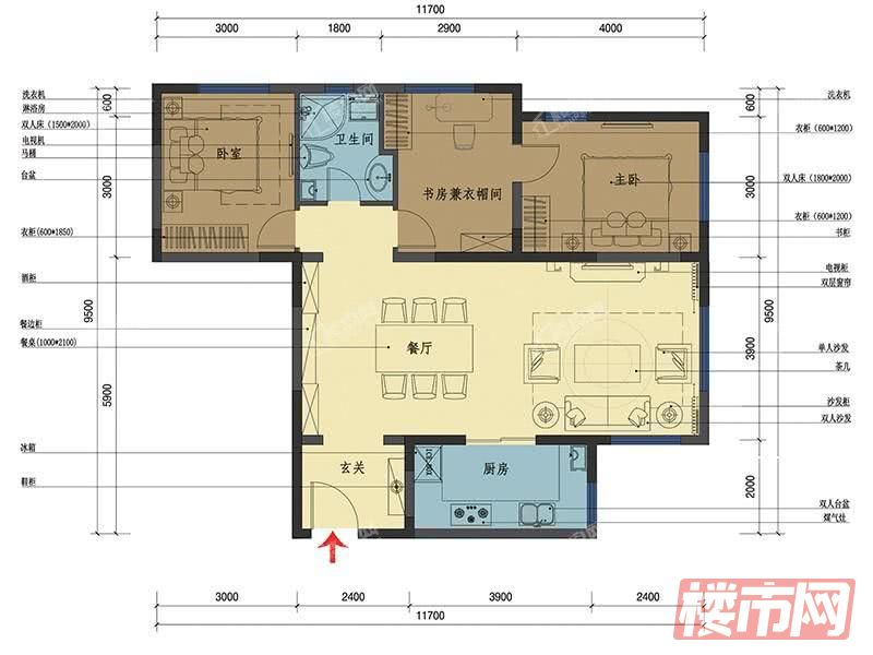 嘉珑园-3室2厅1卫-105.14m²